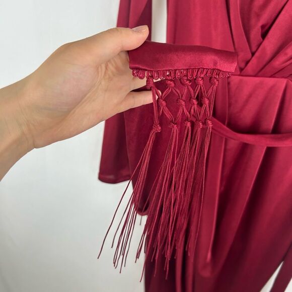 NWOT Altuzarra Target Red Burgundy Long Sleeve Midi Wrap Dress - Picture 8 of 8